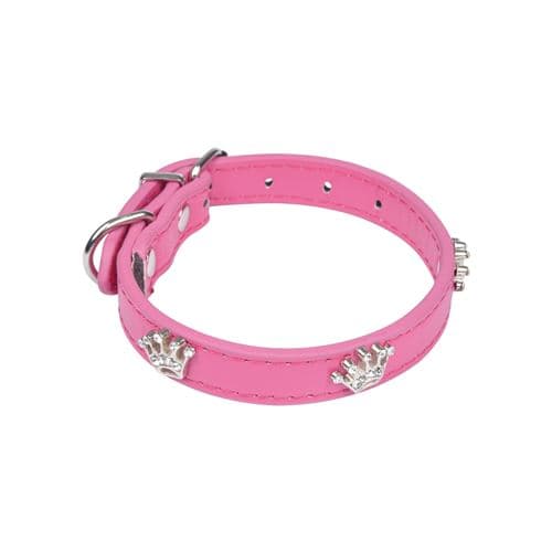 collier avec charms couronnes en simili cuir 35*1.6cm - fuchsia