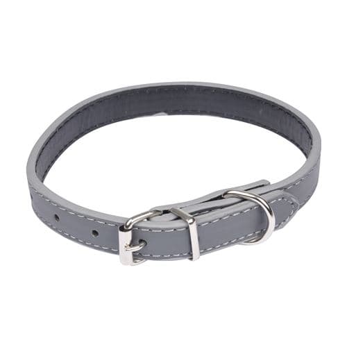collier simili cuir 40*1.6cm - bicolore gris/noir